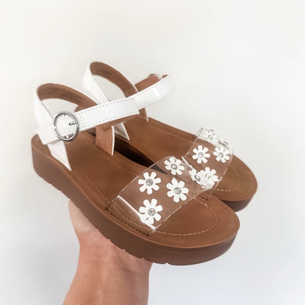 Brown and White Floral Sandals